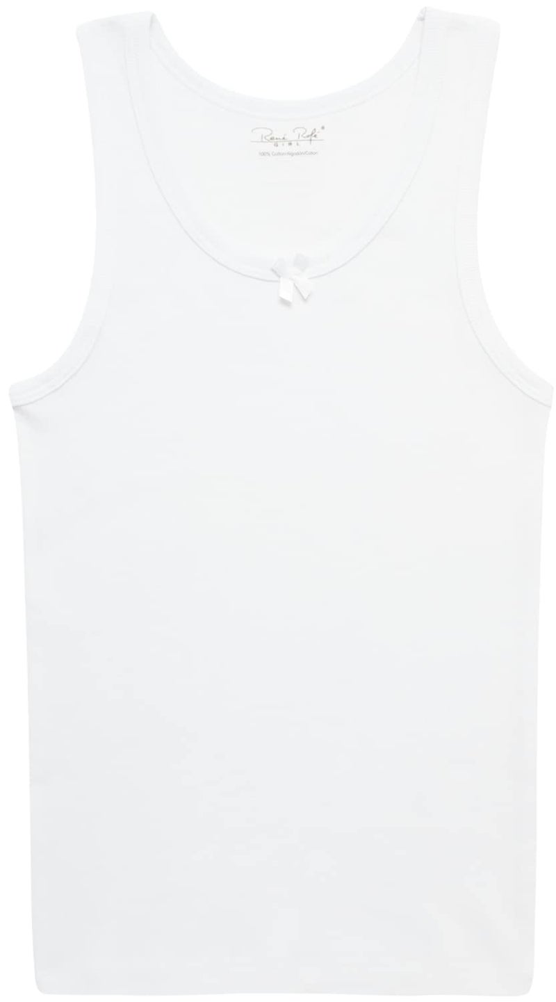 Rene Rofe Girls Tank Tops - 6 Pack 100% Cotton Scoop Neck Tank Tops for Girls - Classic Sleeveless Undershirts (Sizes: 2T-14), Size 7-8, White - Image 5